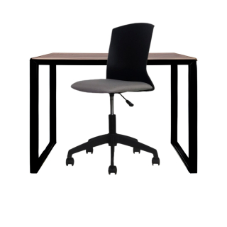 Set 1 Escritorio Pequeño Melamine Base OH 90X50 Gales/Negro + 1 Silla Morelia Nylon Gris Oscuro