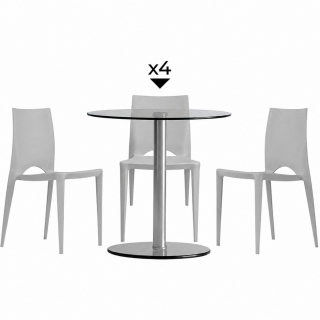 Set 1 Mesa Simplex DA90 1LY  + 4 Sillas Londena Gris