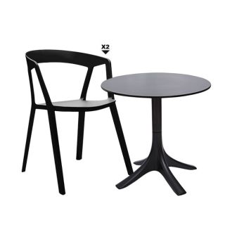 Set 1 Mesa Silvana H75 + 2 Sillas Alice Negras