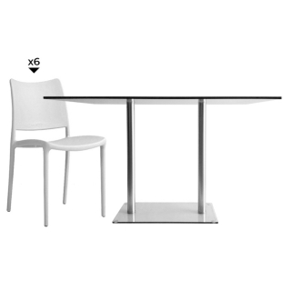 Set 1 Mesa Simplex RA1475 2LYO + 6 Sillas Bonnie Gris Claro