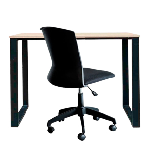 Set 1 Escritorio Pequeño Melamine Base OH 90X50 Rovere/Negro + 1 Silla Morelia Nylon Negro