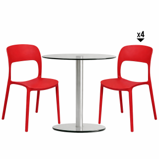 Set 1 Mesa Simplex DA90 1LY +  4 Sillas Soffi Rojo