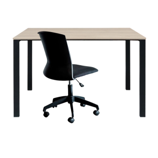 Set 1 Escritorio Krona 90x50 Rovere/Negro + 1 Silla Morelia Nylon Negro