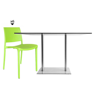 Set 1 Mesa Simplex RA1475 2LYO + 6 Sillas Bonnie Verde