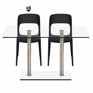 1 Mesa Simplex RB1475 2LY + 6 Sillas Soffi Negra