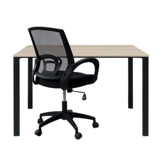 Set 1 Escritorio Krona Rovere B/Negro 90x50x75 + 1 Silla Habana