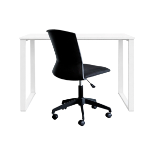 Set 1 Escritorio Pequeño Melamine Base OH 90X50 Blanco/Blanco + 1 Silla Morelia Nylon Negro
