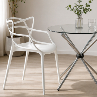 Set1 Mesa Rauny DA90 1LY + 4 Sillas Elektra Blanca