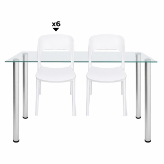 Set 1 Mesa Lissa RB1475 4LY + 6 Sillas Soffi Blanca