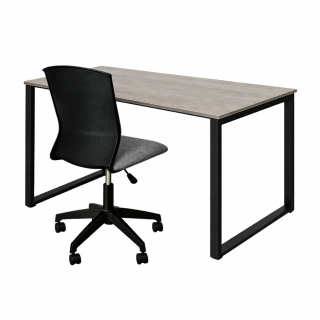 Set 1 Escritorio Pequeño Melamine Base OH 90X50 Cenizo/Negro + 1 Silla Morelia Nylon Gris Oscuro