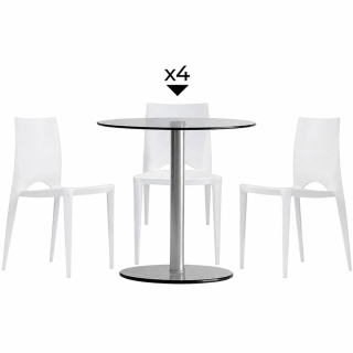 Set 1 Mesa Simplex DA90 1LY  + 4 Sillas Londena Blancas