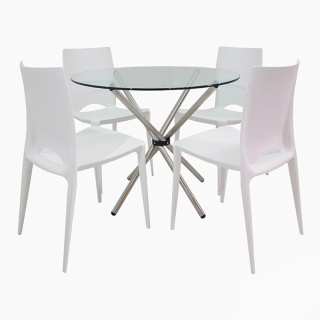 1 Mesa Rauny DA 90 1LY + 4 Sillas Londena Blancas