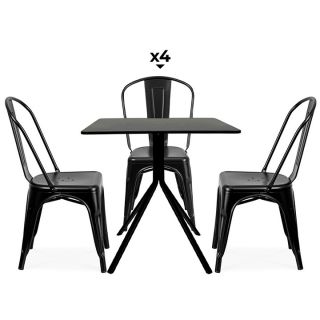 Set Mesa For + 4 Sillas Vintage Negras