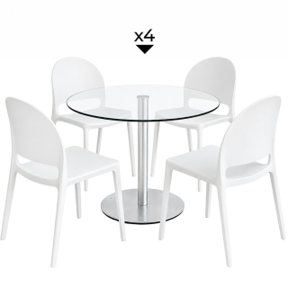 Set 1 Mesa Simplex DA90 1LY + 4 Sillas Peaky Blancas