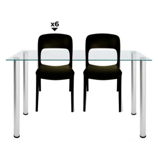 Set 1 Mesa Lissa RB1475 4LY + 6 Sillas Soffi Negra
