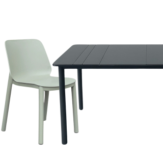 Set 1 Mesa Noa Solid Gris Oscuro 160X90 + 6 Sillas One SB Gris Verdoso