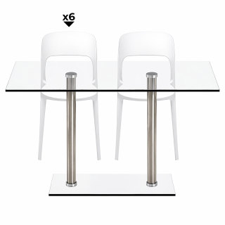 1 Mesa Simplex RB1475 2LY + 6 Sillas Soffi Blanca