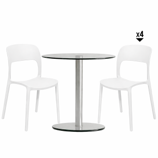 Set 1 Mesa Simplex DA90 1LY +  4 Sillas Soffi Blancas