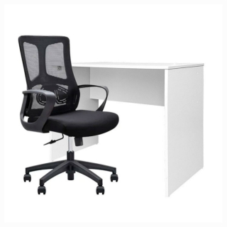 Set 1 Escritorio Melamine 90x50x75 Blanco + 1 Silla Lampadia