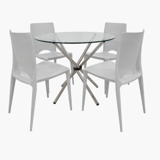 1 Mesa Rauny DA 90 1LY + 4 Sillas Londena Gris