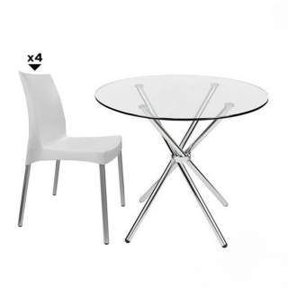 Set 1 Mesa Rauny DA90 1LYO + 4 Sillas Ada SB