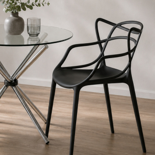 Set1 Mesa Rauny DA90 1LY + 4 Sillas Elektra Negra