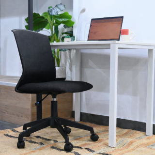 Set 1 Escritorio Krona 90x50 Blaco/Blanco + 1 Silla Morelia Nylon Negro