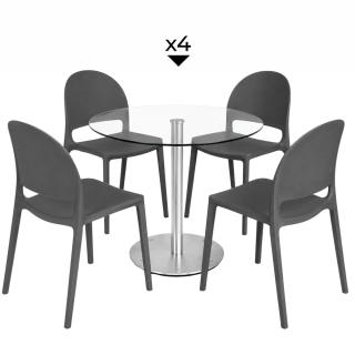 Set 1 Mesa Simplex DA90 1LY + 4 Sillas Peaky Gris