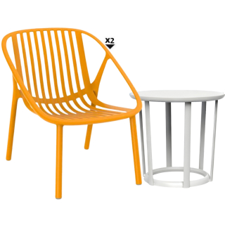 Set 2 Sillones Bini Toscano + 1 Mesa Raff Blanco