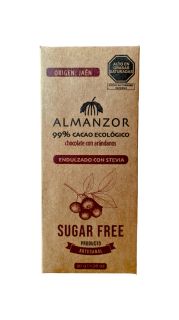 CHOCOLATE CON ARÁNDANOS 99% CACAO SUGAR FREE 50GR - ALMANZOR