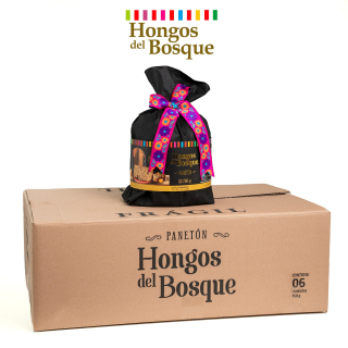 Paneton Hongos del Bosque, Caja de 6 unid. Tela con lazo