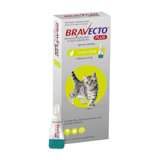 Bravecto Plus Felino x 1 Tbl 1.2 Kg - 2.8 Kg (Antiparasitario Externo e Interno)
