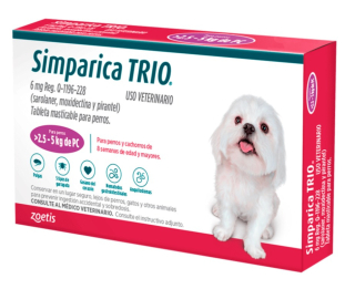 Simparica Trio Morado 2.6-5 Kg (Antiparasitrio Extreno e Interno)