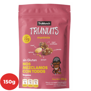 Maní, Maní confitado, Quinua, Ajonjoli, Panela - Manimix TRUNUTS TRUMUNCH Bolsa 150g