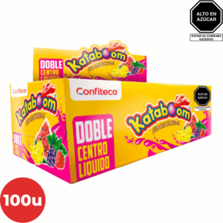 Chicle Doble Centro Líquido KATABOOM Sabores Surtidos Caja 100 Un.