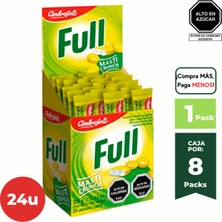 Caramelo Full Masticrunch AMBROSOLI Limón Bolsa 13.5g. Caja 24 Un.
