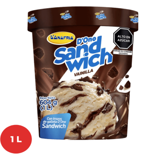 Helado D'ONOFRIO Sandwich con Trozos de Galletas Pote 900ml