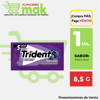 Goma de Mascar TRIDENT Mora Azul Paquete 8.5g