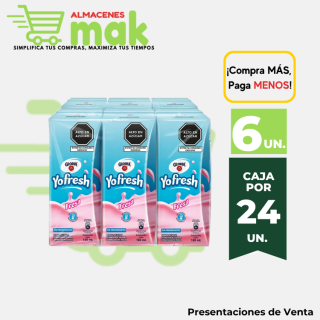 Yogurt YOFRESH Fresa Pack por 6 Un. Caja 180ml.