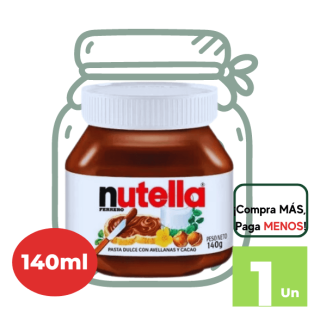Crema de avellanas NUTELLA Frasco 140gr