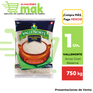 Arroz Gran Reserva Extra VALLENORTE Bolsa 750g.