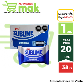 Chocolate SUBLIME Sonrisa con Leche y Maní 38g.
