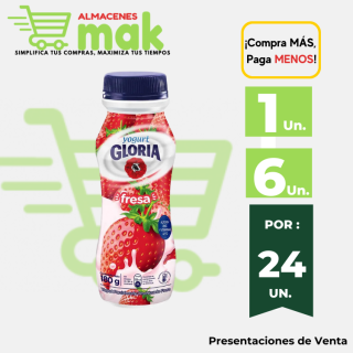 Yogurt Bebible GLORIA Fresa Botella 180g.