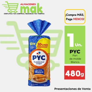 Pan de Molde Blanco Familiar PYC Bolsa 480 g