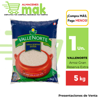 Arroz Gran Reserva Extra VALLENORTE Bolsa 5kg.