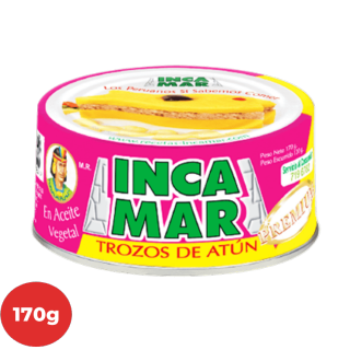 Trozos de atún en aceite vegetal INCA MAR lata 170g.