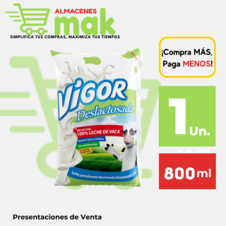 Leche Deslactosada VIGOR Bolsa 800 ml