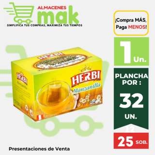 Filtrante Manzanilla HERBI Caja de  25 Unidades.