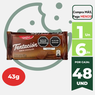 Galleta TENTACION Sabor Chocolate Bolsa 43g
