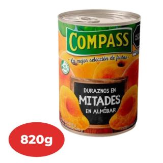 Duraznos en Mitades COMPASS en Almíbar Lata 820g